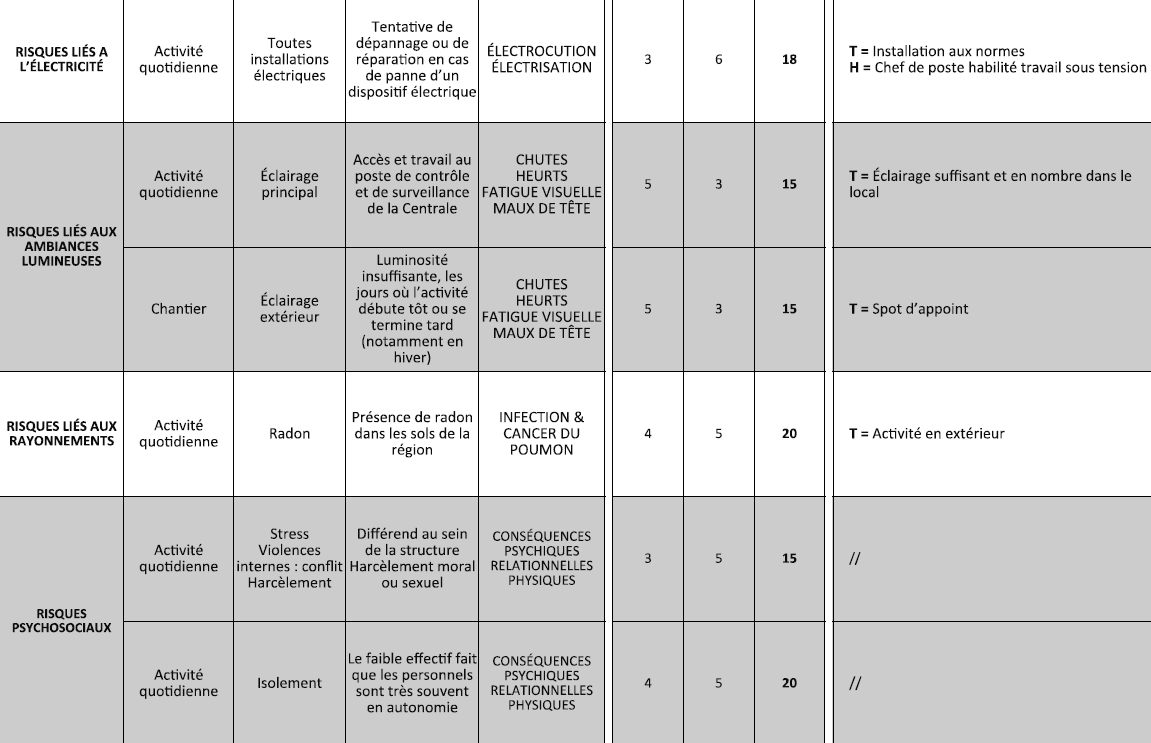 capture-duerp capture d'écran partielle d'un DUERP réalisé par BLC-FOH